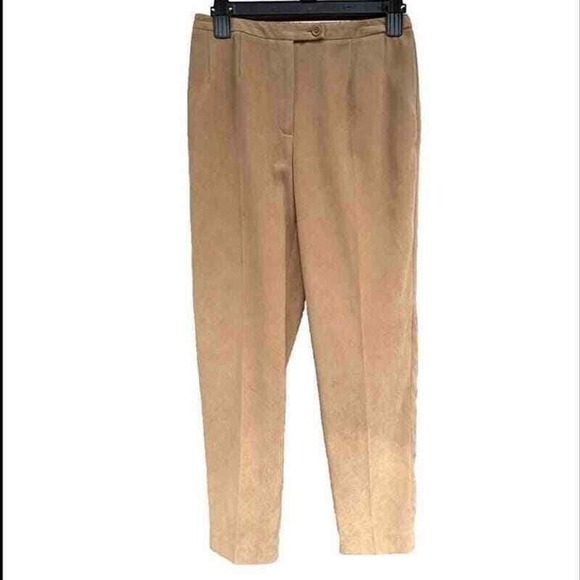 Harve Benard Dress Slack Trousers Women 2 Petite Tan Ankle Brushed Office Career - Picture 2 of 6